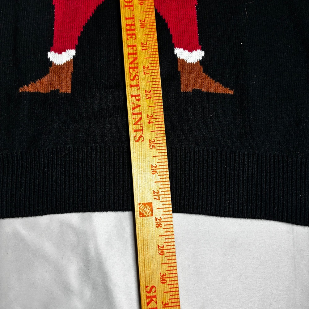 Roebuck & Co Mens XL Black Santa Claus Ugly Christmas Sweater Thumbs Up Holiday - Picture 5 of 8